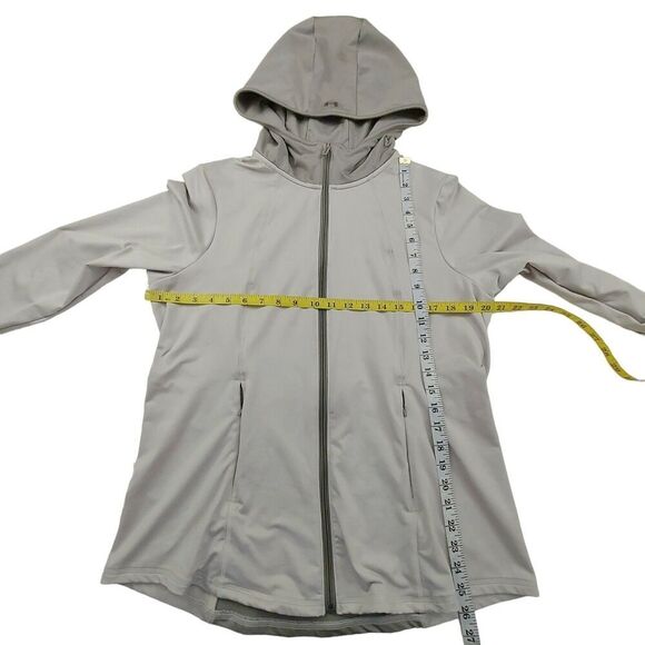 Under Armour Hoodie Jacket Womens XL Gray Fitted Full Zip Thumbhole Athleisure - Picture 11 of 13